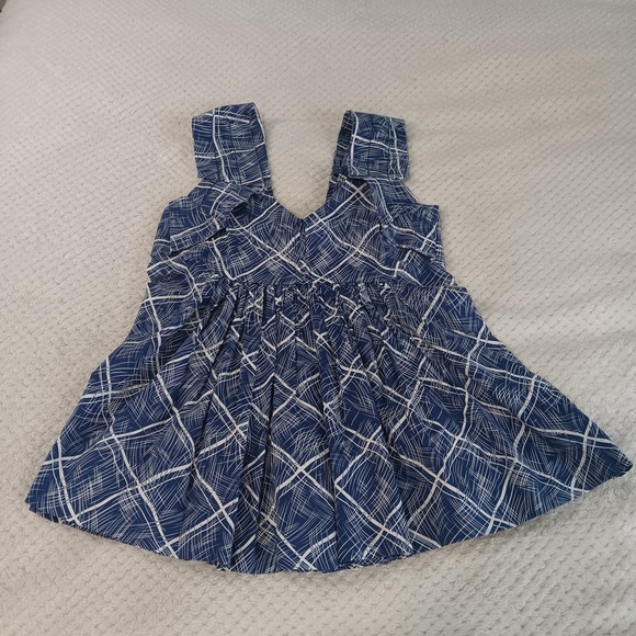 Anthropologie GIRLS FROM SAVOY San Vitale Babydoll Pleated Top Size‎ 0 Blue - Picture 1 of 9